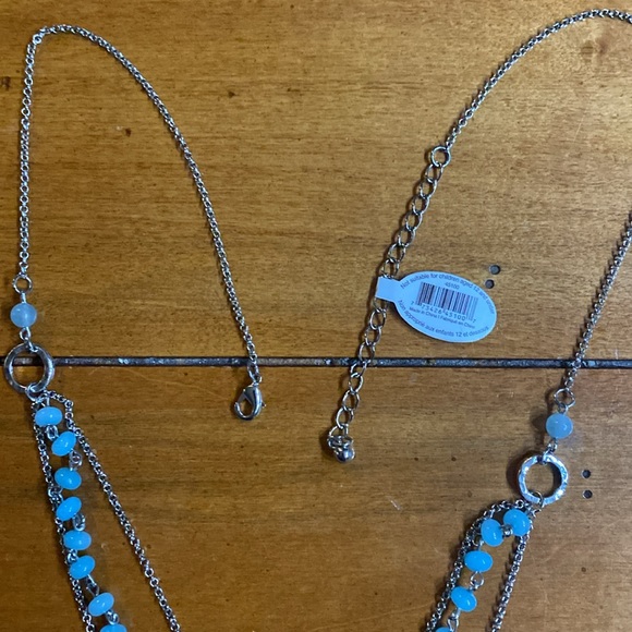 Stacked beaded necklace. Crystal and silver colored pendantnt. 29”. NWT - Picture 3 of 4